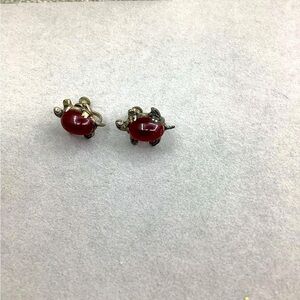 Vintage Red Jelly Turtle screw back earrings